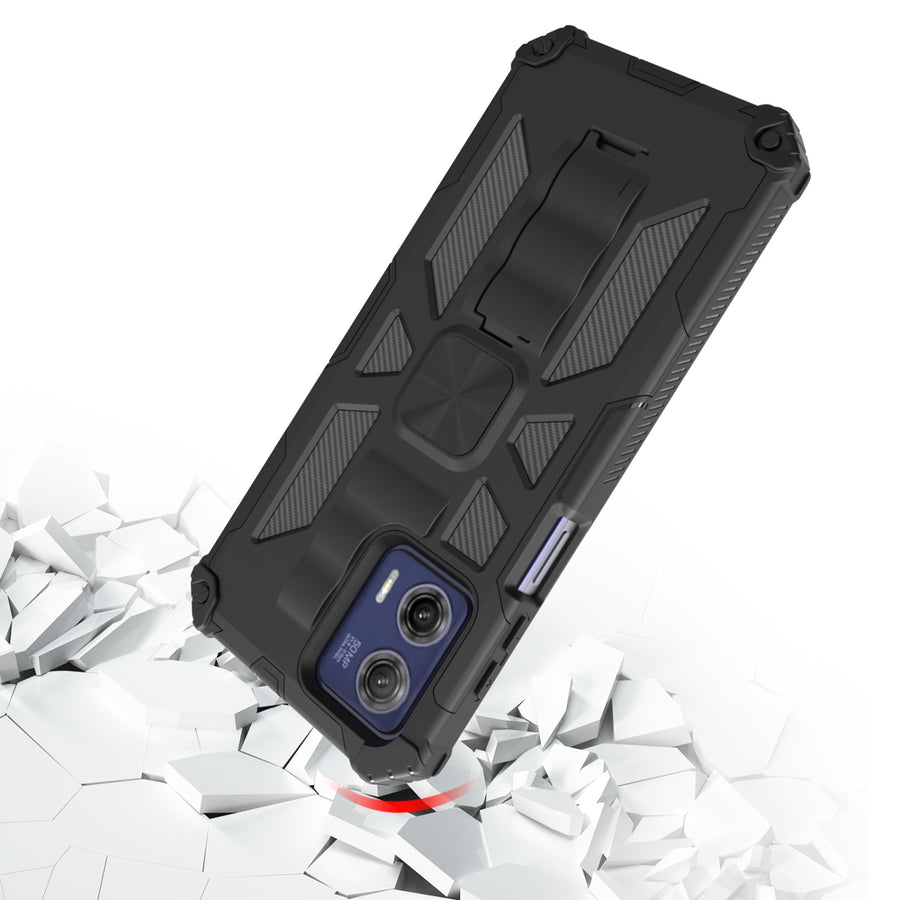 MyBat Sturdy Hybrid Protector Cover (with Stand) for Motorola Moto G 5G (2023) - Black / Black - MMG5G23CSFSSS001-5.jpg