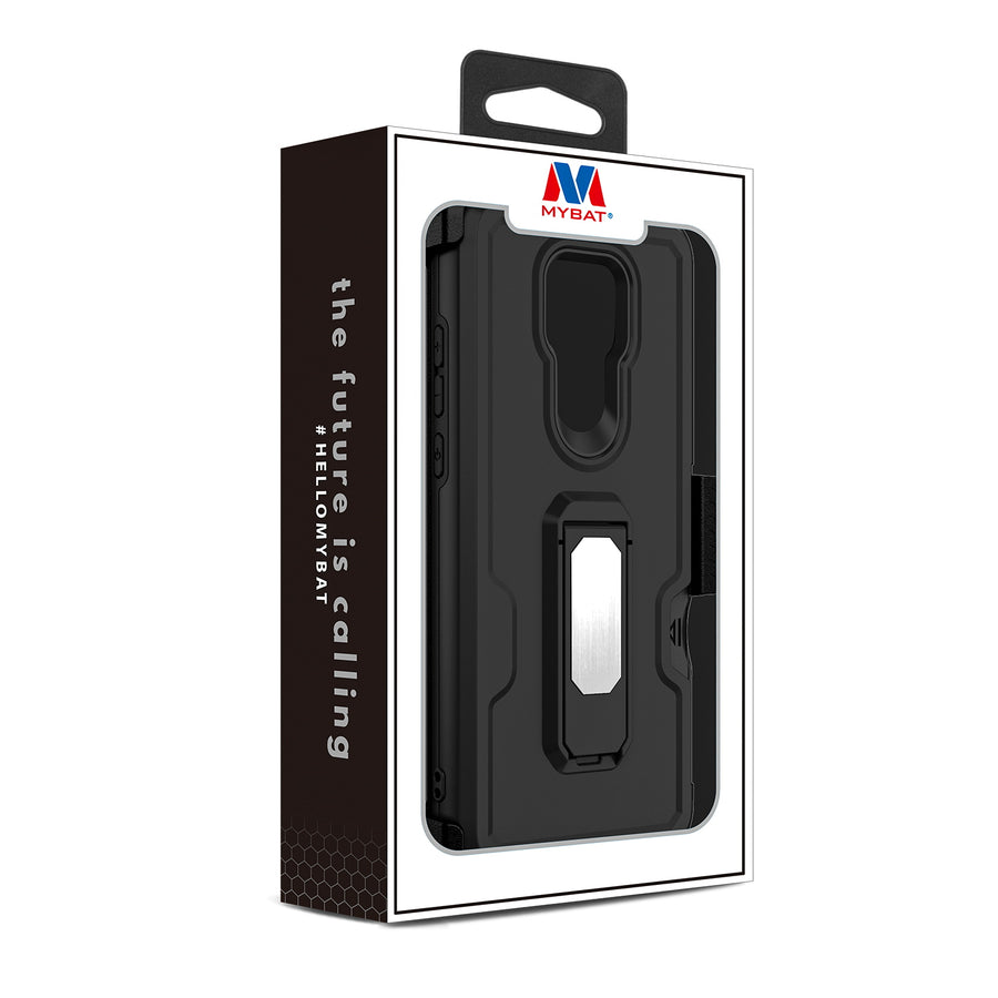 MyBat Grip Stand Protector Case Combo (with Black Holster)(with Card Wallet) for Motorola Moto G Play (2021) - Black / Black - MMGPY21CS3NES271-12.jpg