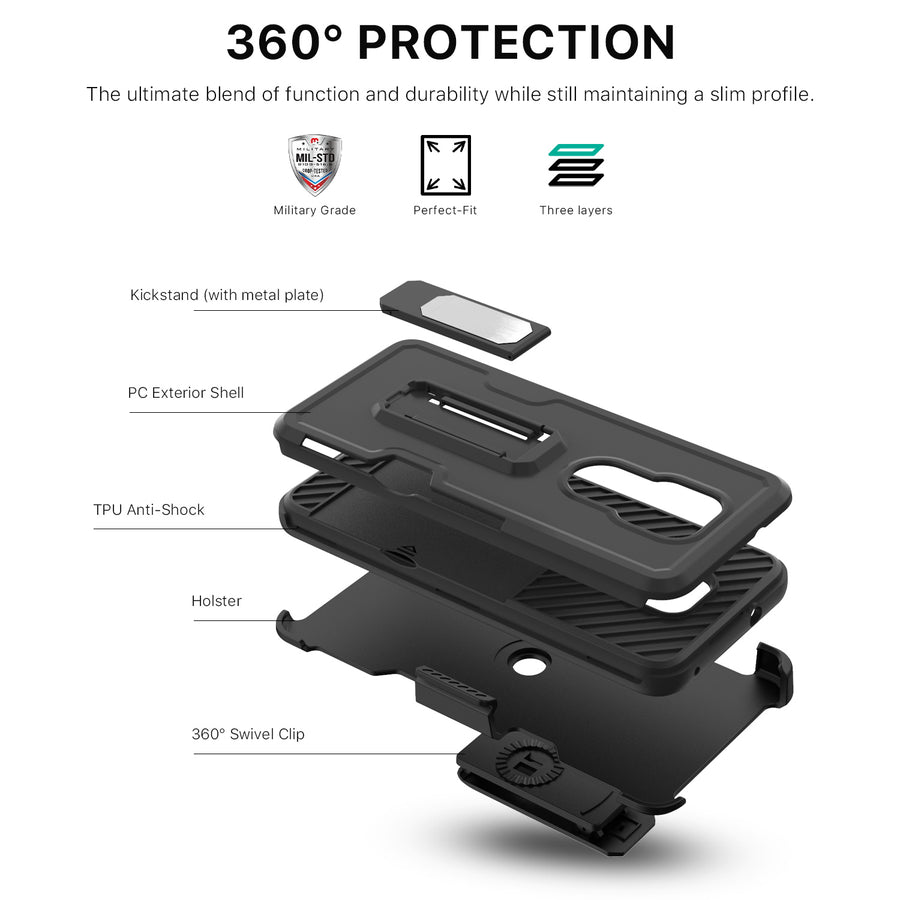 MyBat Grip Stand Protector Case Combo (with Black Holster)(with Card Wallet) for Motorola Moto G Play (2021) - Black / Black - MMGPY21CS3NES271-7.jpg