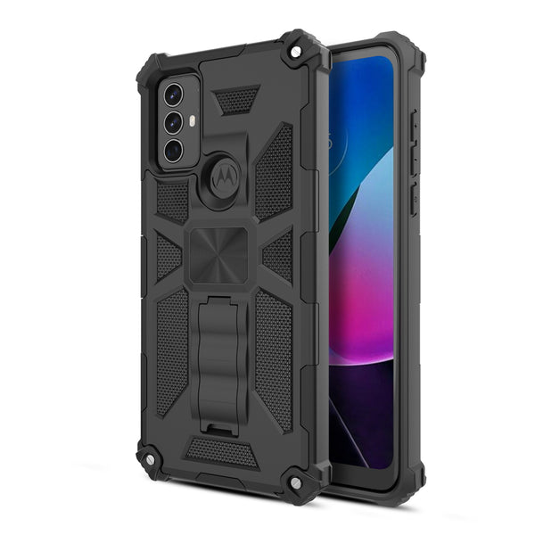 MyBat Sturdy Hybrid Protector Cover (with Stand) for Motorola Moto G Play (2023) - Black / Black - MMGPY23CSFSSS001-2.jpg
