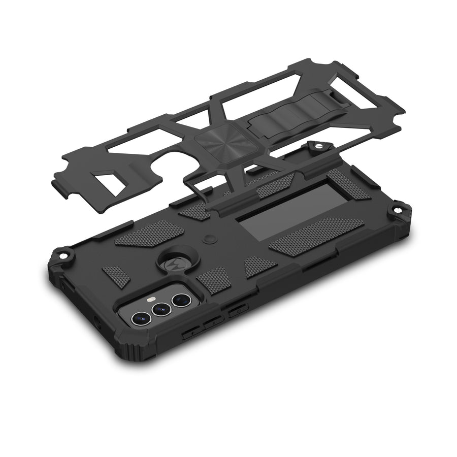 MyBat Sturdy Hybrid Protector Cover (with Stand) for Motorola Moto G Play (2023) - Black / Black - MMGPY23CSFSSS001-8.jpg