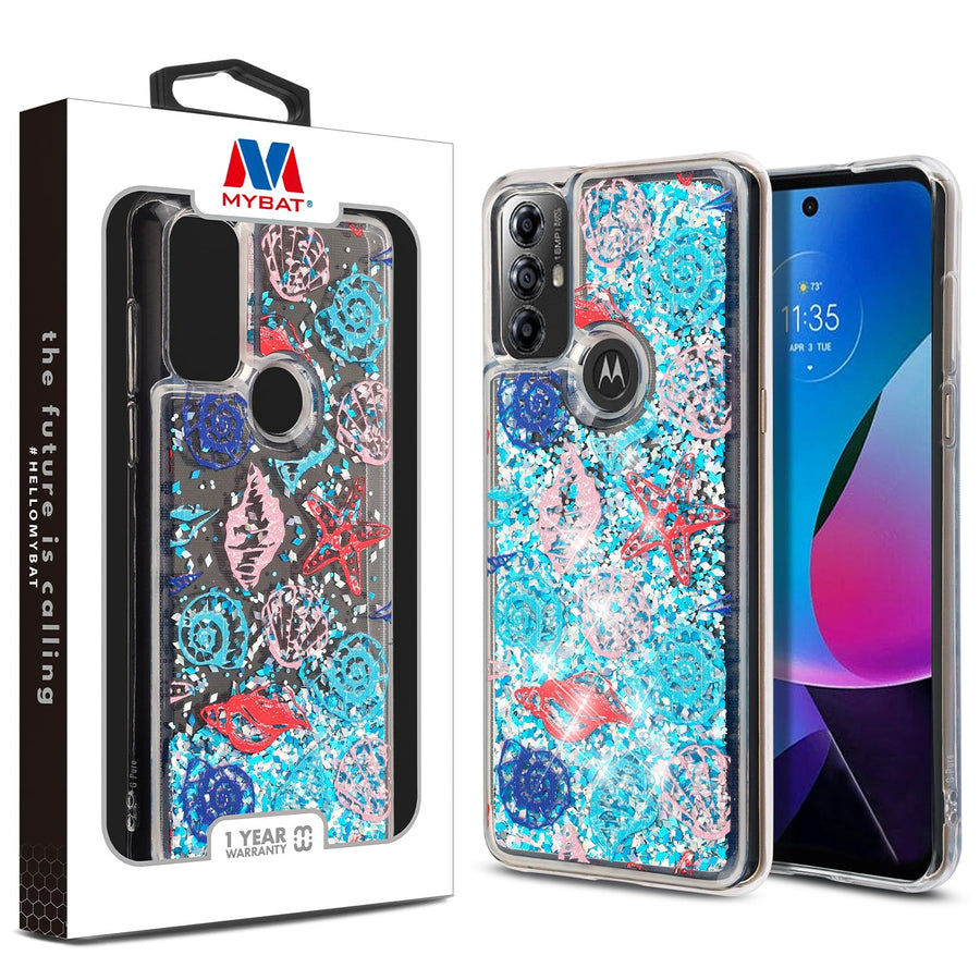 MyBat Quicksand Glitter Hybrid Protector Cover for Motorola Moto G Play (2023) - Seashells