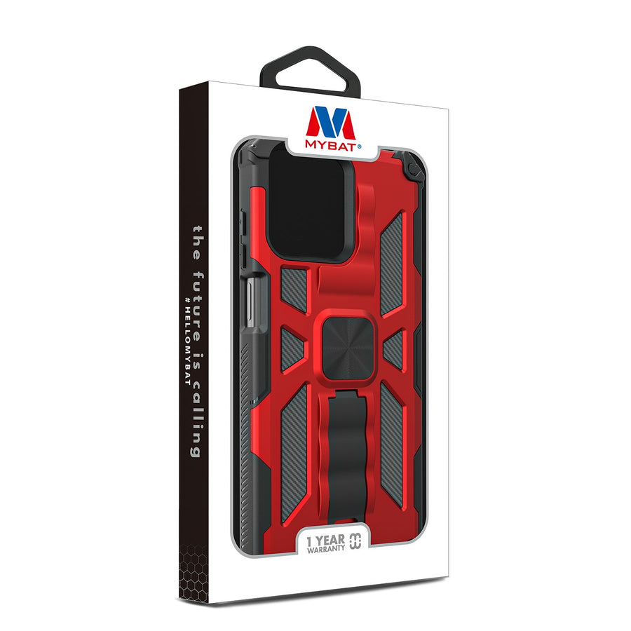 MyBat Sturdy Hybrid Protector Cover (with Stand) for Motorola Moto G Stylus 5G (2023) - Red / Black