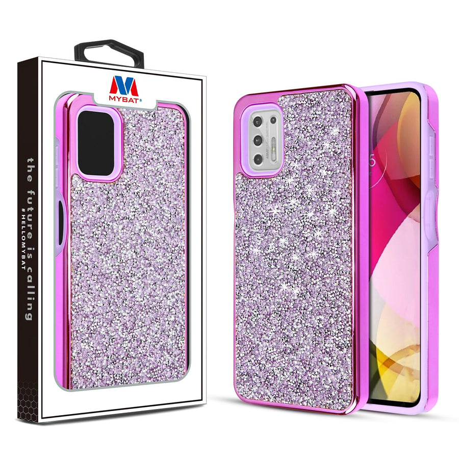 MyBat Encrusted Rhinestones Hybrid Case for Motorola Moto G Stylus (2021) - Electroplated Purple / Purple - MMGST21CSFSSD103-1.jpg