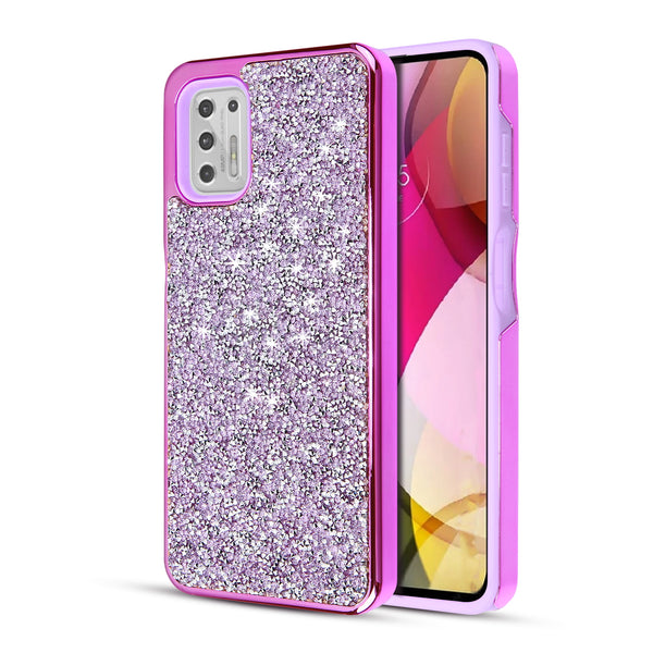 MyBat Encrusted Rhinestones Hybrid Case for Motorola Moto G Stylus (2021) - Electroplated Purple / Purple - MMGST21CSFSSD103-2.jpg
