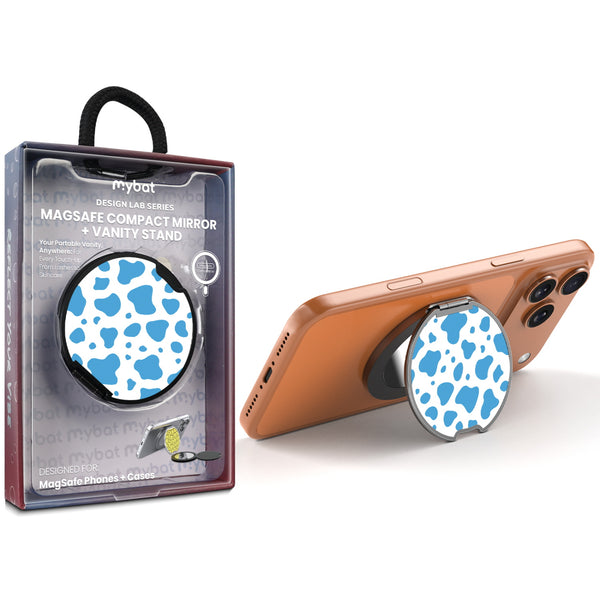 MyBat Design Lab MagSafe Selfie Mirror Kickstand - Black - Blue Cow Print - MOTHMNUSU331-016-1.jpg