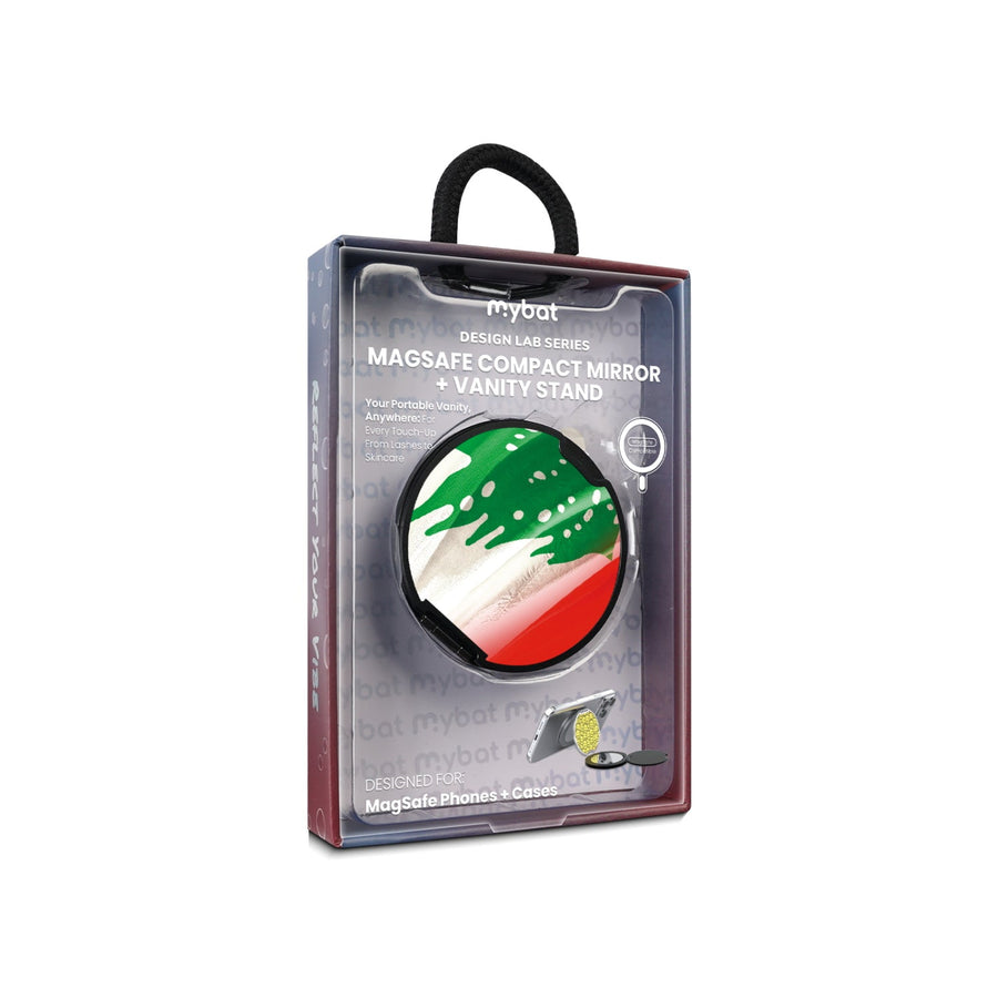 MyBat Design Lab MagSafe Selfie Mirror Kickstand - Black - Lebanese Flag