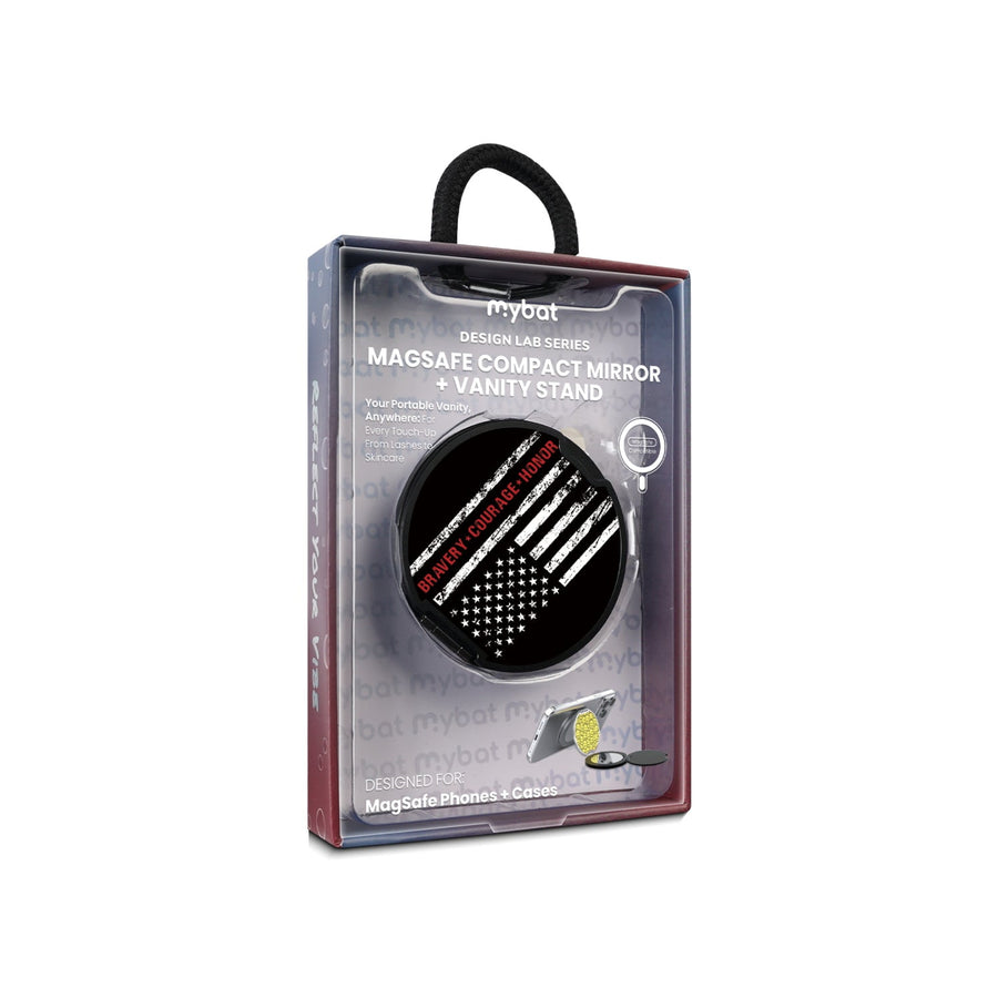 MyBat Design Lab MagSafe Selfie Mirror Kickstand - Black - Firefighter Flag