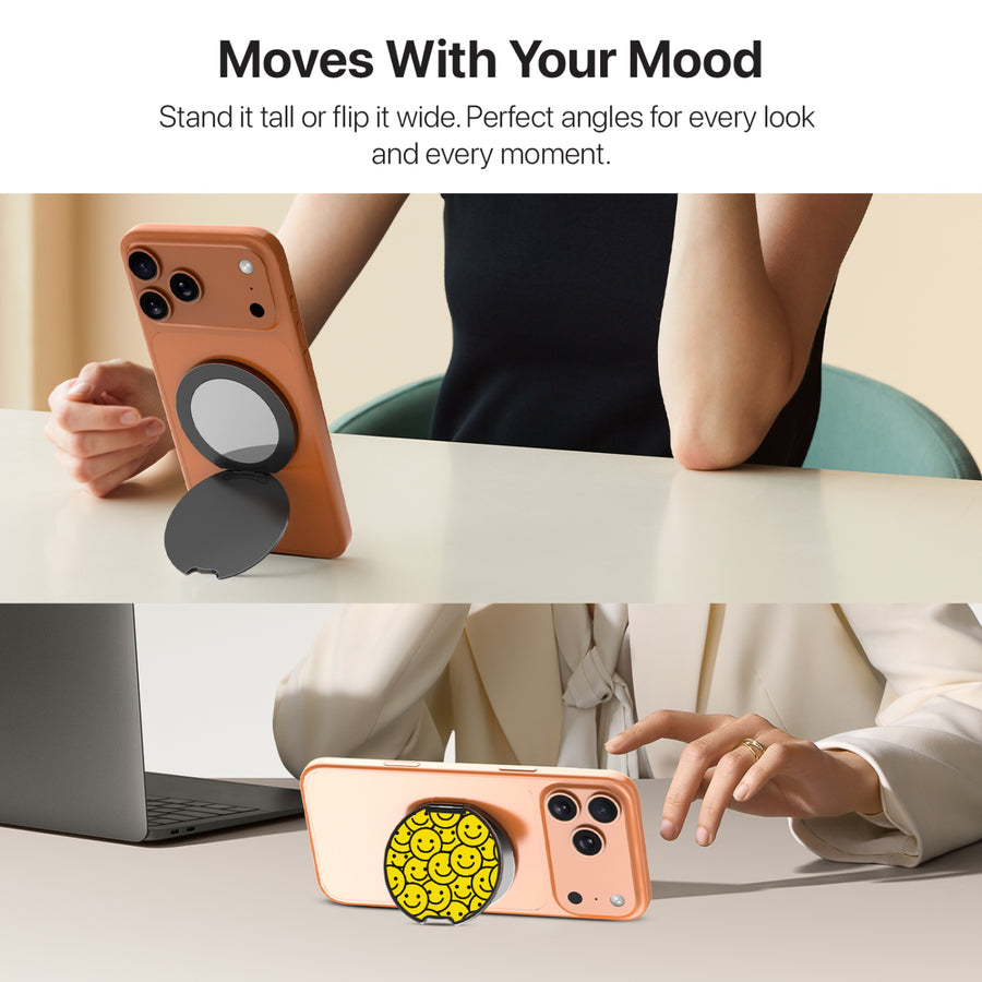 MyBat Design Lab MagSafe Selfie Mirror Kickstand - Black - Smiley Faces - MOTHMNUSU331-097-6.jpg