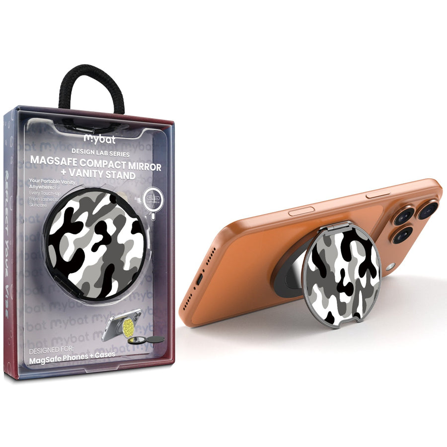 MyBat Design Lab MagSafe Selfie Mirror Kickstand - Black - Black & White Camouflage