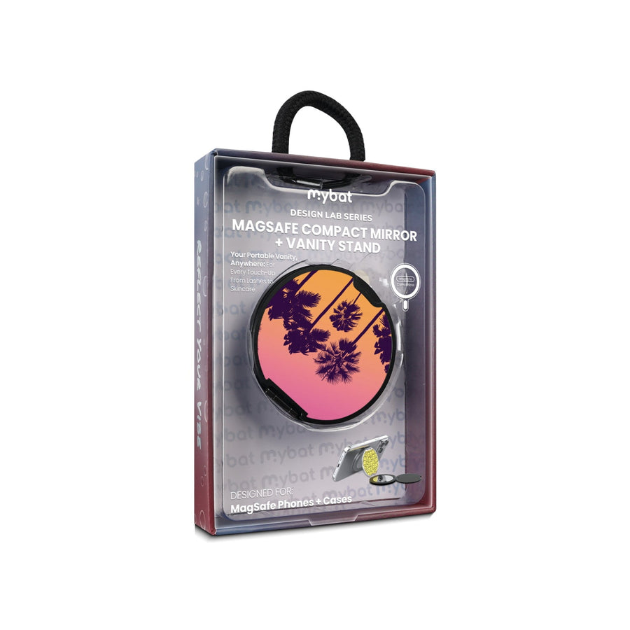 MyBat Design Lab MagSafe Selfie Mirror Kickstand - Black - Palm Tree Sunset
