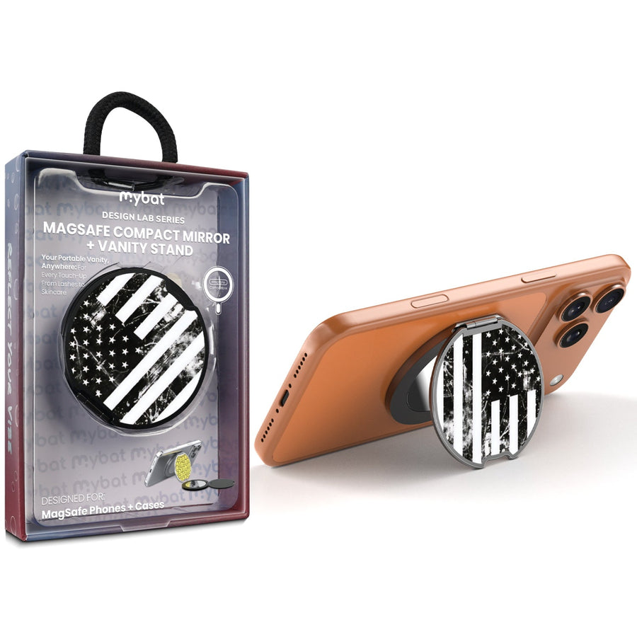 MyBat Design Lab MagSafe Selfie Mirror Kickstand - Black - Distress US Flag