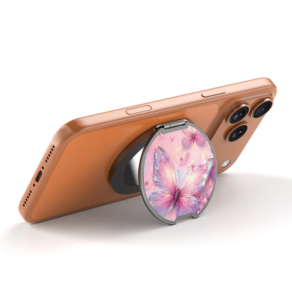 MyBat Design Lab MagSafe Selfie Mirror Kickstand - Black - Pink Butterflies - MOTHMNUSU331-361-2.jpg
