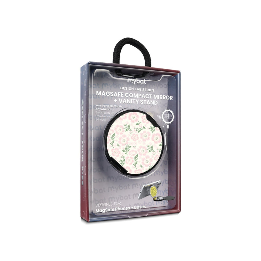 MyBat Design Lab MagSafe Selfie Mirror Kickstand - Black - Pink Posies