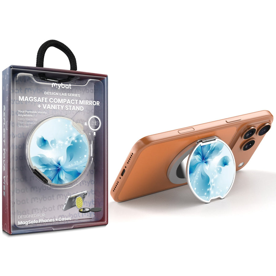 MyBat Design Lab MagSafe Selfie Mirror Kickstand - Silver - Butterfly & Flowers