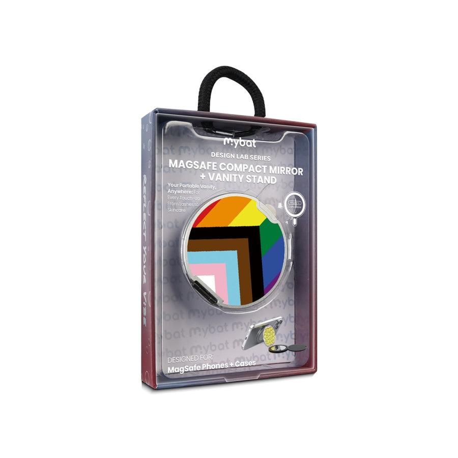 MyBat Design Lab MagSafe Selfie Mirror Kickstand - Silver - LGBTQ+ Flag