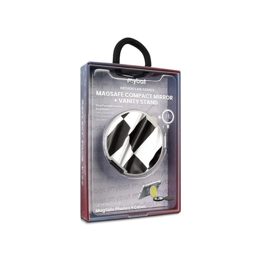 MyBat Design Lab MagSafe Selfie Mirror Kickstand - Silver - Racing Flag