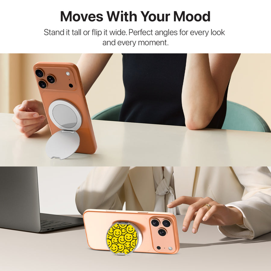 MyBat Design Lab MagSafe Selfie Mirror Kickstand - Silver - Smiley Faces - MOTHMNUSU332-097-6.jpg
