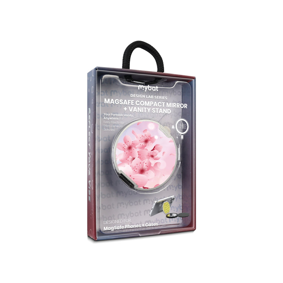 MyBat Design Lab MagSafe Selfie Mirror Kickstand - Silver - Cherry Blossoms