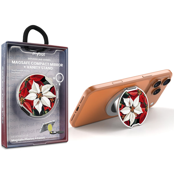 MyBat Design Lab MagSafe Selfie Mirror Kickstand - Silver - Christmas Poinsettias - MOTHMNUSU332-301-1.jpg