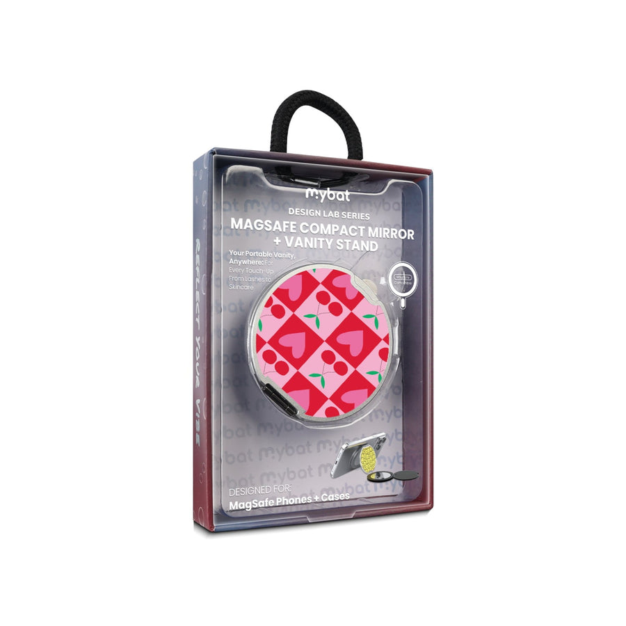MyBat Design Lab MagSafe Selfie Mirror Kickstand - Silver - Cherry Hearts