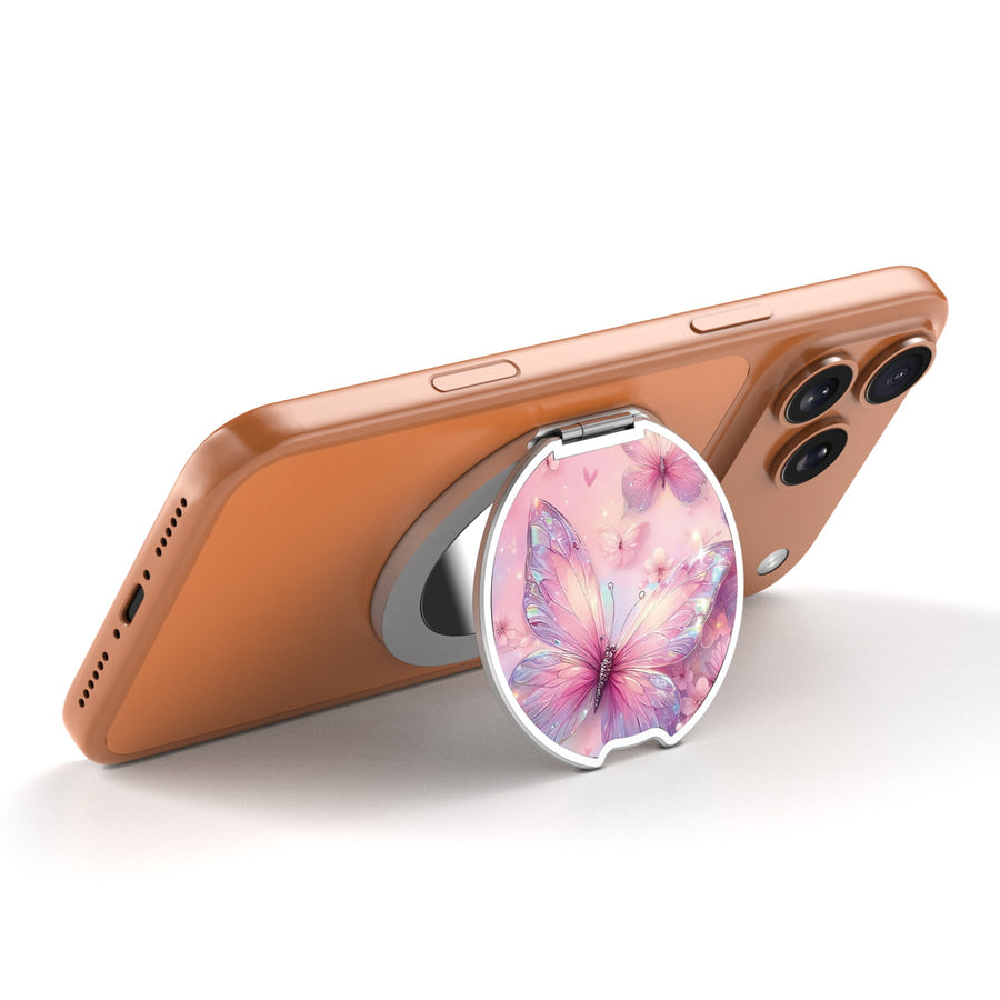 MyBat Design Lab MagSafe Selfie Mirror Kickstand - Silver - Pink Butterflies - MOTHMNUSU332-361-2.jpg