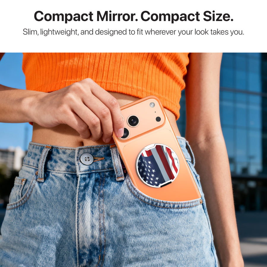 MyBat Design Lab MagSafe Selfie Mirror Kickstand - Silver - Waving USA FLag - MOTHMNUSU332-367-10.jpg