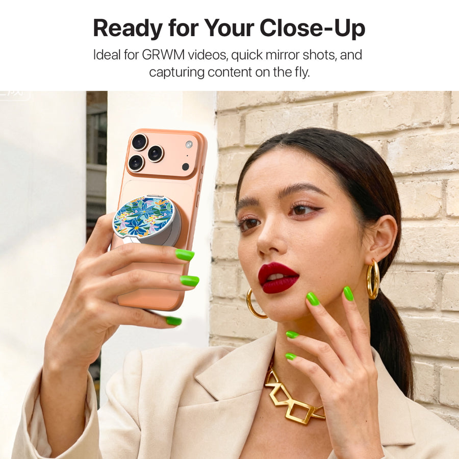 MyBat Design Lab MagSafe Selfie Mirror Kickstand - Silver - Exotic Bloom - MOTHMNUSU332-529-9.JPG