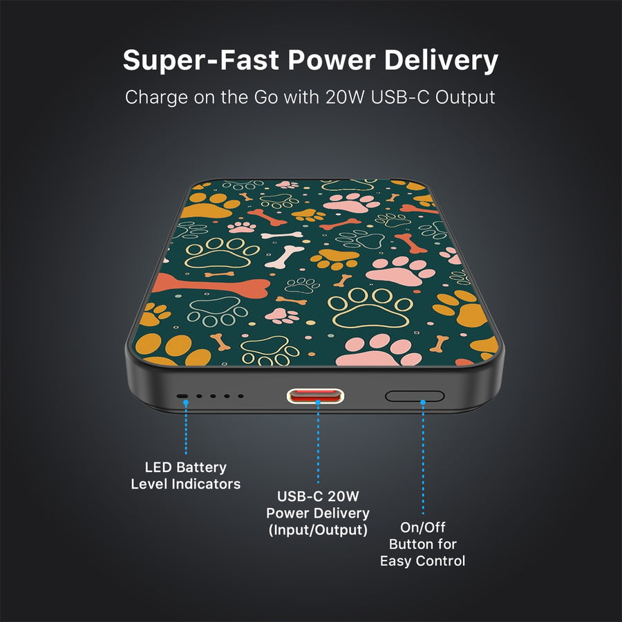 MyBat Design Lab 5000mAh Magnetic Wireless Power Bank - Black - Paw Prints & Bones - MPBBAT131-BK-003-7.jpg
