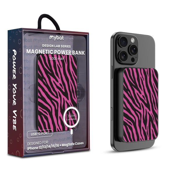 MyBat Design Lab 5000mAh Magnetic Wireless Power Bank - Black - Pink Zebra Print - MPBBAT131-BK-010-1.jpg