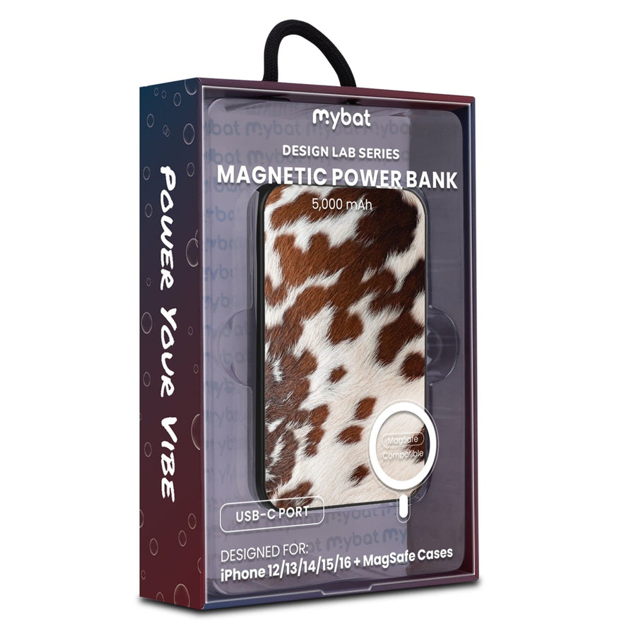 MyBat Design Lab 5000mAh Magnetic Wireless Power Bank - Black - Cow Fur