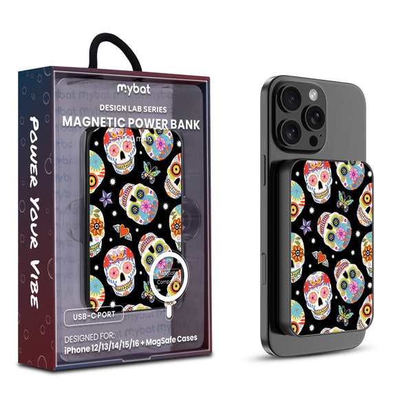 MyBat Design Lab 5000mAh Magnetic Wireless Power Bank - Black - Day of the Dead - MPBBAT131-BK-056-1.jpg