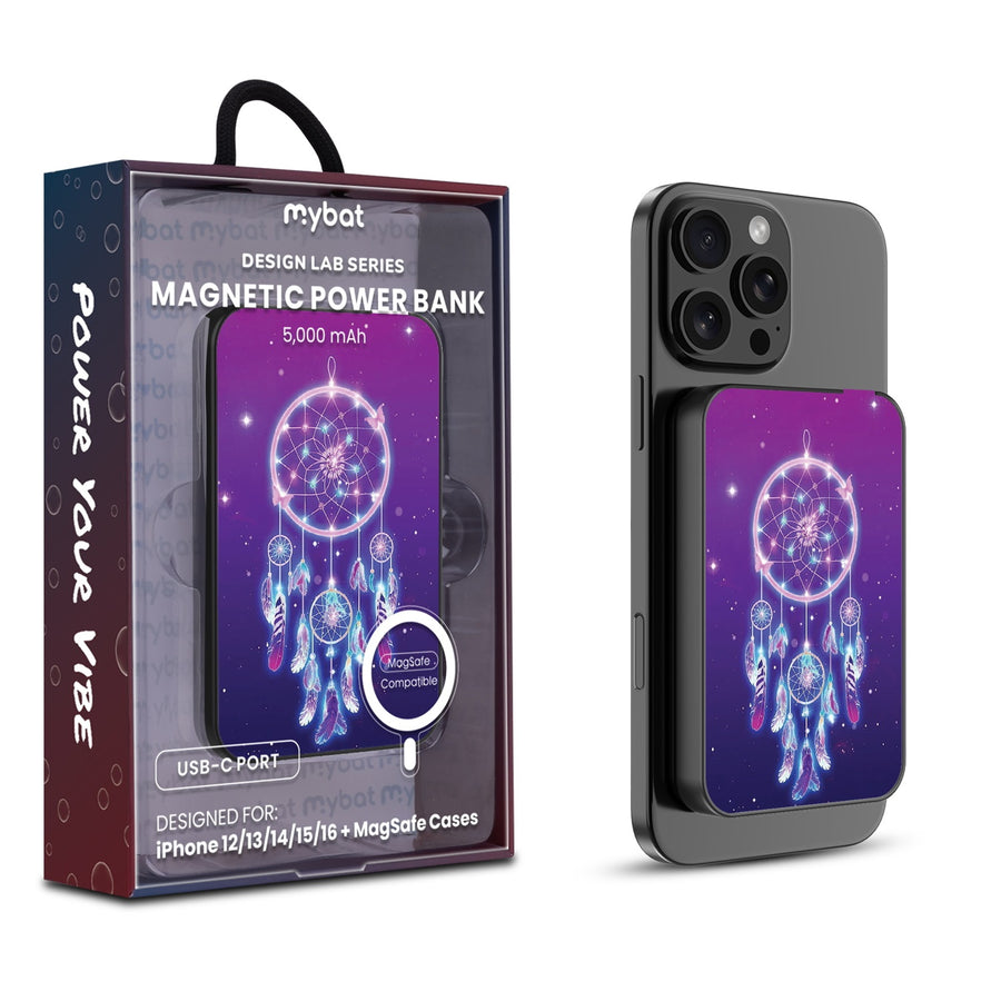 MyBat Design Lab 5000mAh Magnetic Wireless Power Bank - Black - Neon Dreamcatcher - MPBBAT131-BK-114-1.jpg
