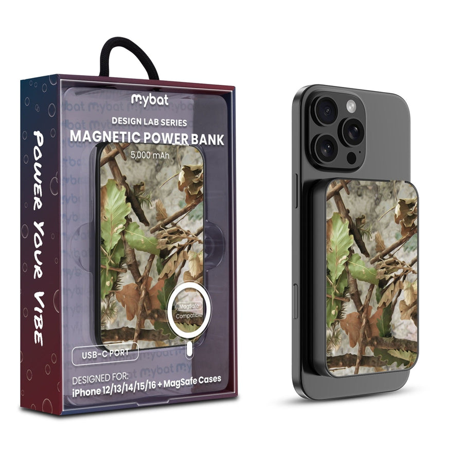 MyBat Design Lab 5000mAh Magnetic Wireless Power Bank - Black - Forest Camouflage
