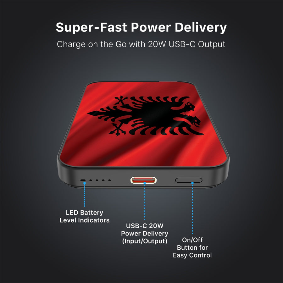 MyBat Design Lab 5000mAh Magnetic Wireless Power Bank - Black - Albania Flag - MPBBAT131-BK-140-7.jpg