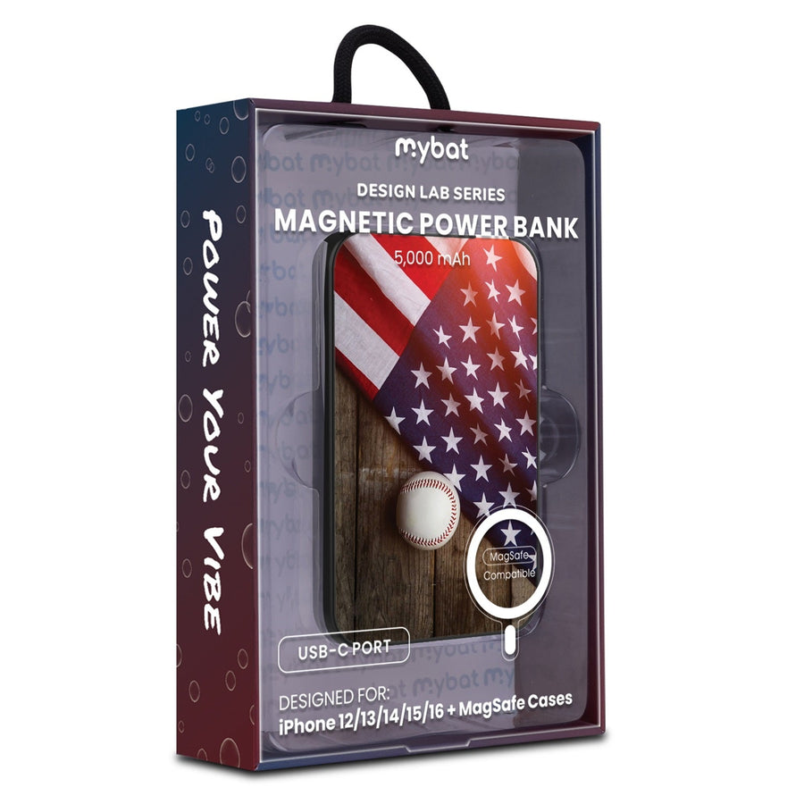 MyBat Design Lab 5000mAh Magnetic Wireless Power Bank - Black - Patriotic Pitch