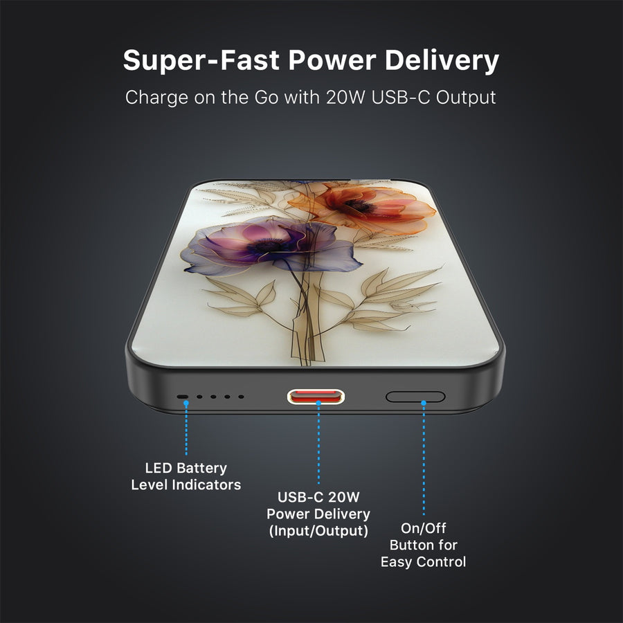 MyBat Design Lab 5000mAh Magnetic Wireless Power Bank - Black - Pressed Flowers - MPBBAT131-BK-185-7.jpg