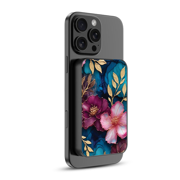 MyBat Design Lab 5000mAh Magnetic Wireless Power Bank - Black - Gilded Petals - MPBBAT131-BK-188-2.jpg