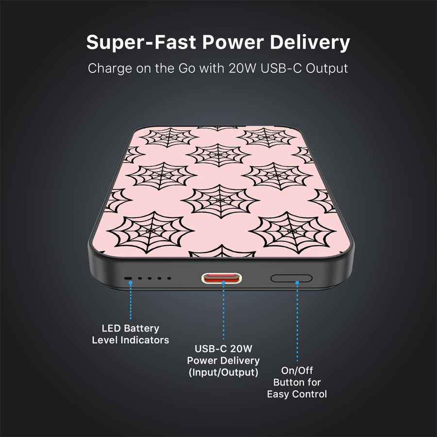 MyBat Design Lab 5000mAh Magnetic Wireless Power Bank - Black - Pink Spider Web - MPBBAT131-BK-227-7.jpg