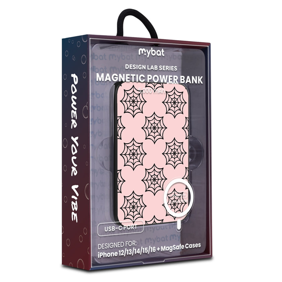MyBat Design Lab 5000mAh Magnetic Wireless Power Bank - Black - Pink Spider Web - MPBBAT131-BK-227-9.jpg