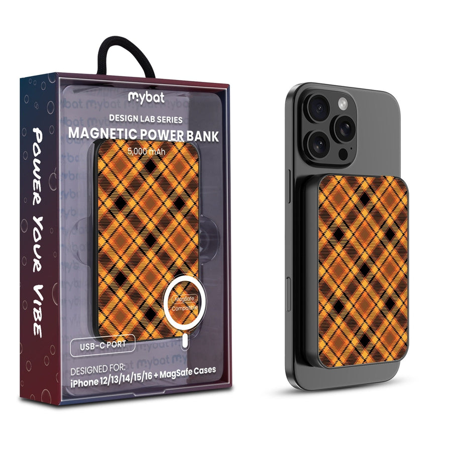 MyBat Design Lab 5000mAh Magnetic Wireless Power Bank - Black - Fall Flannel