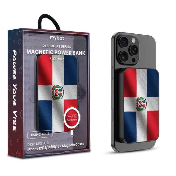MyBat Design Lab 5000mAh Magnetic Wireless Power Bank - Black - Dominican Republic Flag - MPBBAT131-BK-307-1.jpg
