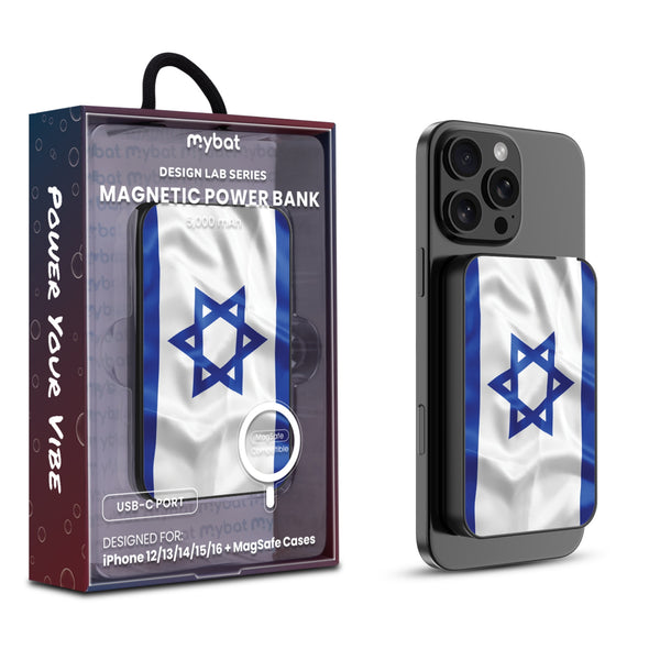 MyBat Design Lab 5000mAh Magnetic Wireless Power Bank - Black - Israel Flag - MPBBAT131-BK-308-1.jpg