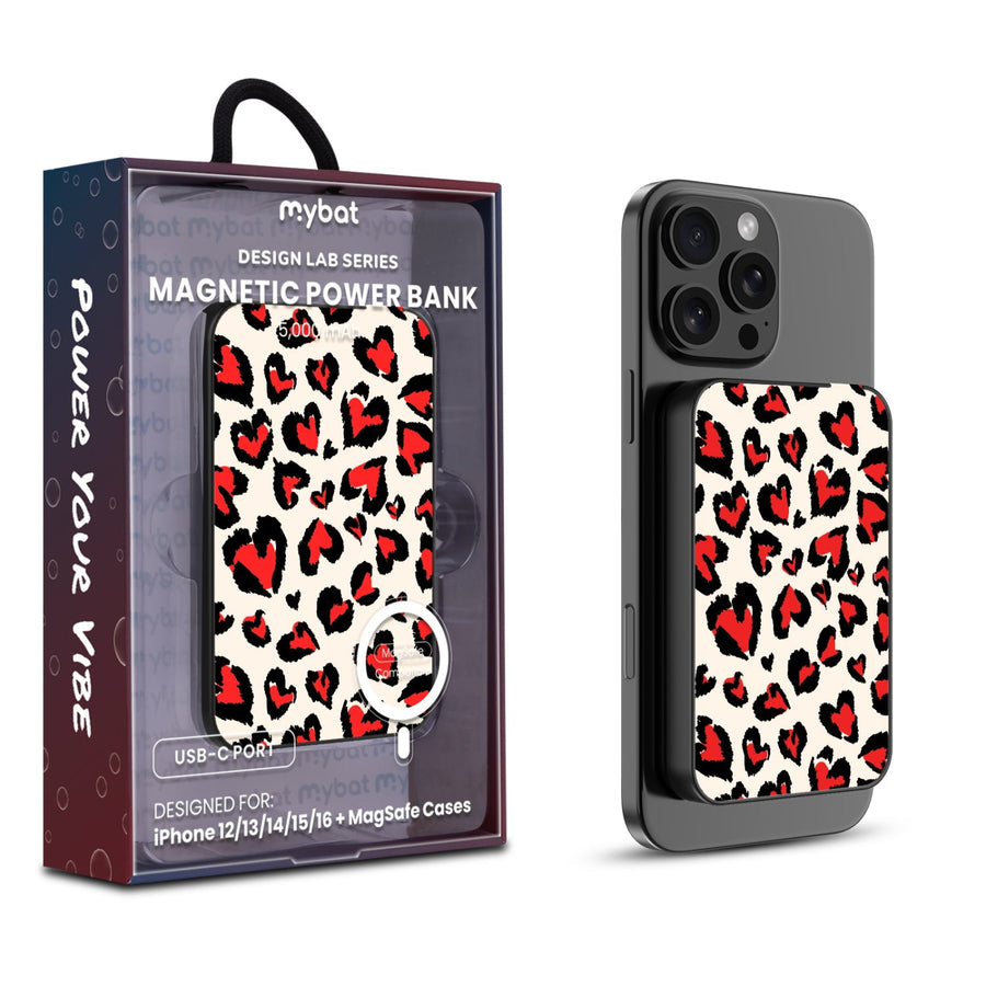 MyBat Design Lab 5000mAh Magnetic Wireless Power Bank - Black - Wild Hearts