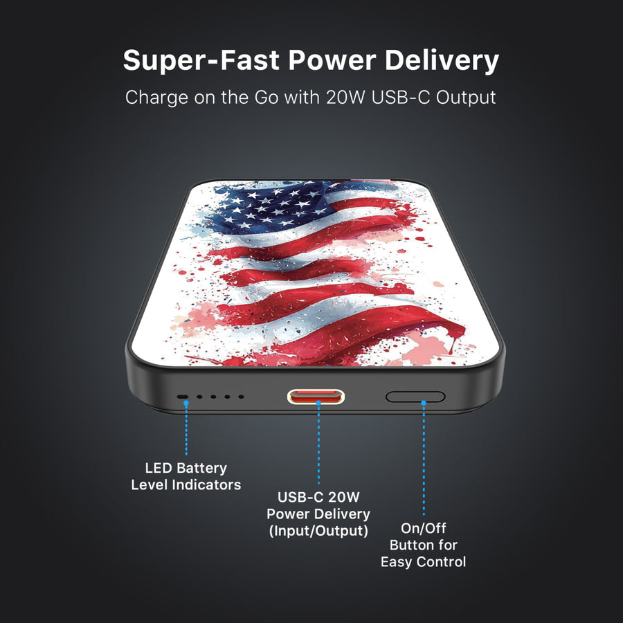 MyBat Design Lab 5000mAh Magnetic Wireless Power Bank - Black - Patriotic Flag Painiting - MPBBAT131-BK-346-7.jpg