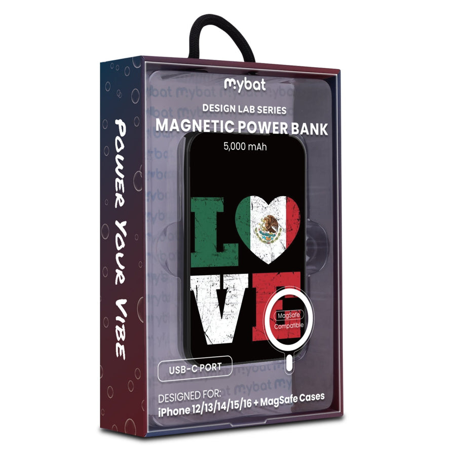 MyBat Design Lab 5000mAh Magnetic Wireless Power Bank - Black - Love 4 Mexico
