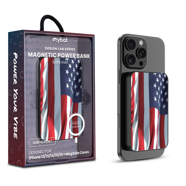 MyBat Design Lab 5000mAh Magnetic Wireless Power Bank - Black - Waving USA FLag - MPBBAT131-BK-367-1.jpg