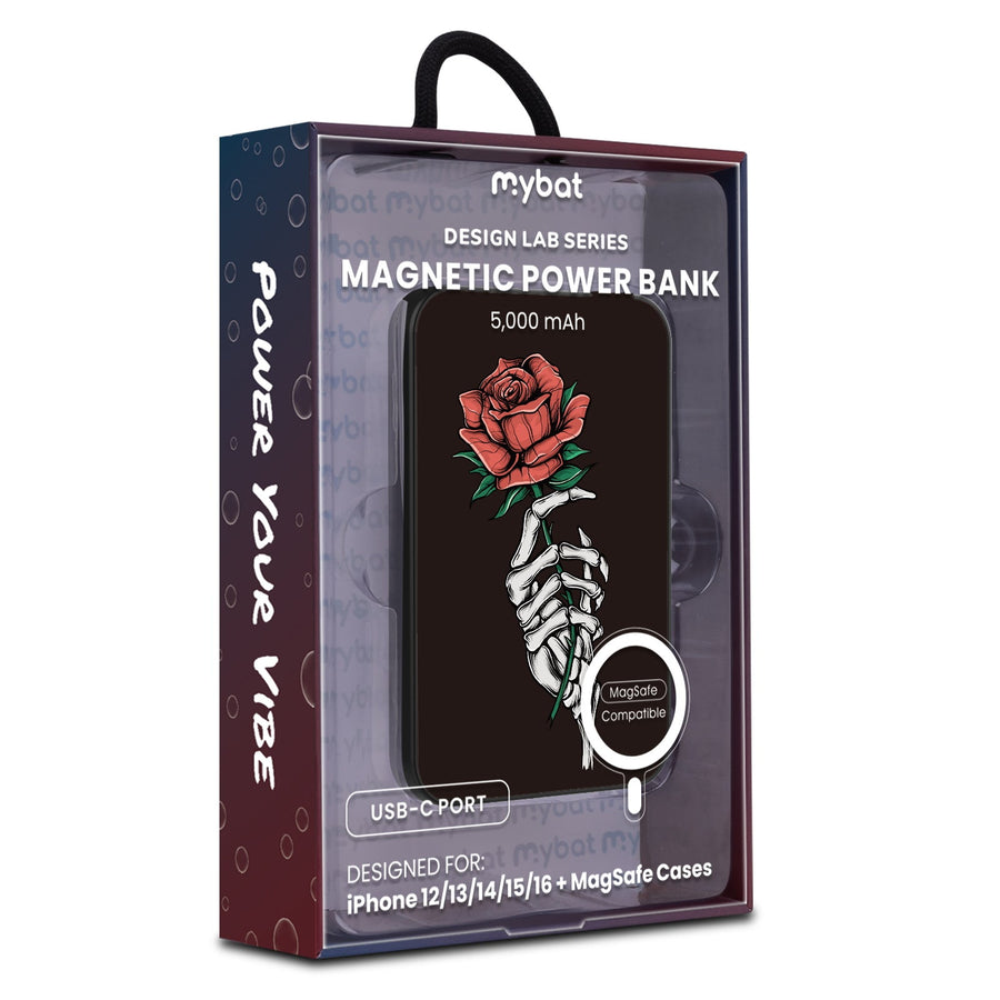 MyBat Design Lab 5000mAh Magnetic Wireless Power Bank - Black - Eternal Rose