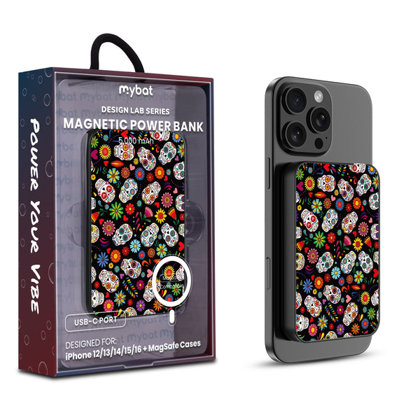 MyBat Design Lab 5000mAh Magnetic Wireless Power Bank - Black - Fiesta Skulls - MPBBAT131-BK-421-1.jpg