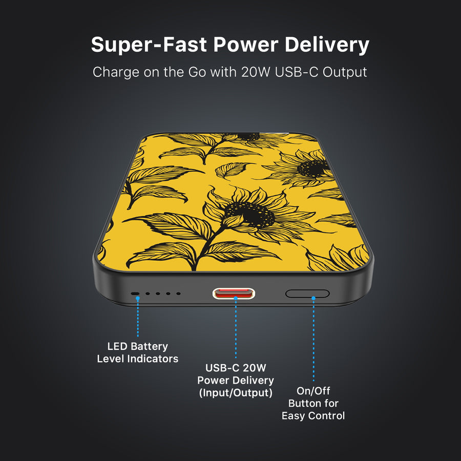 MyBat Design Lab 5000mAh Magnetic Wireless Power Bank - Black - Golden Sunflowers - MPBBAT131-BK-444-7.jpg